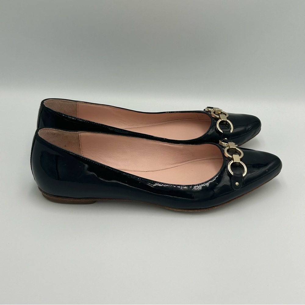 Kate Spade Black Patent Leather Ballet Shoes Sz 6.5 Gold Women’s - Picture 5 of 10